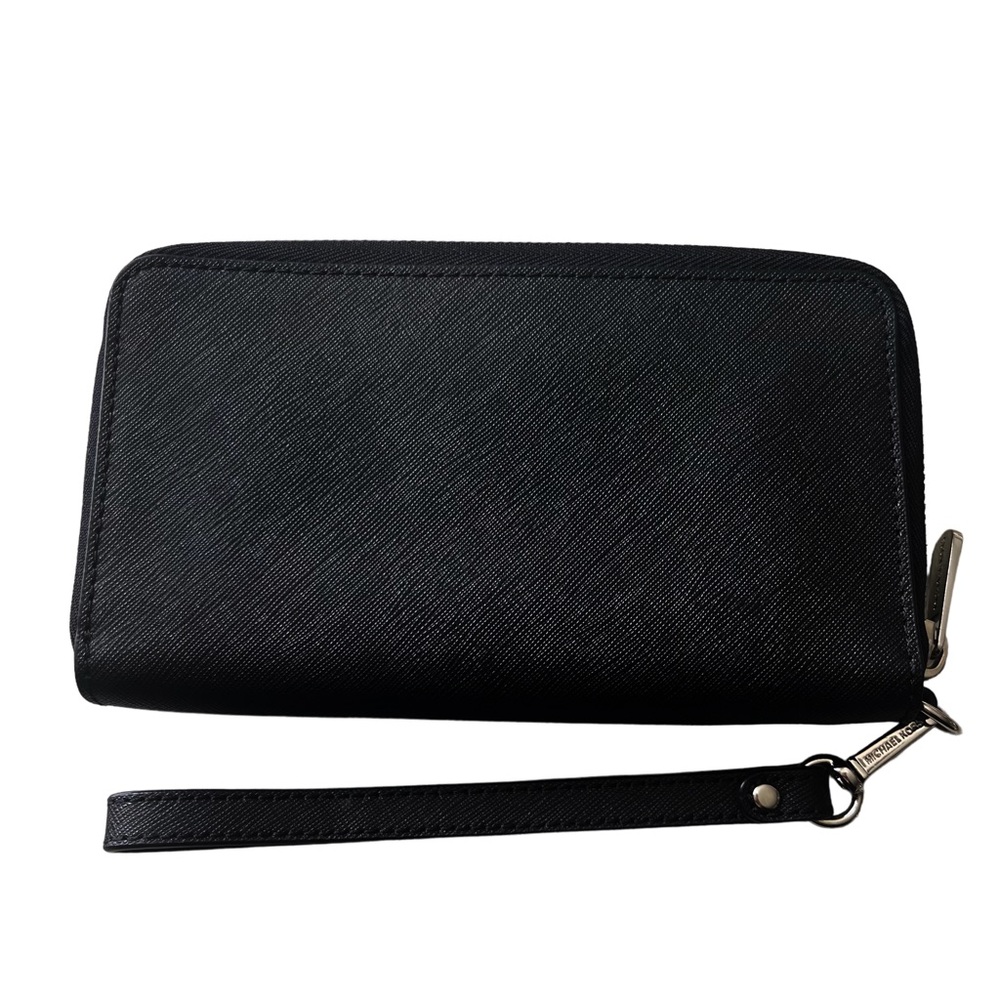 Michael Kors Travel Continental Wallet Black Leather Wristlet Zipper NWOT NEW - Picture 4 of 5